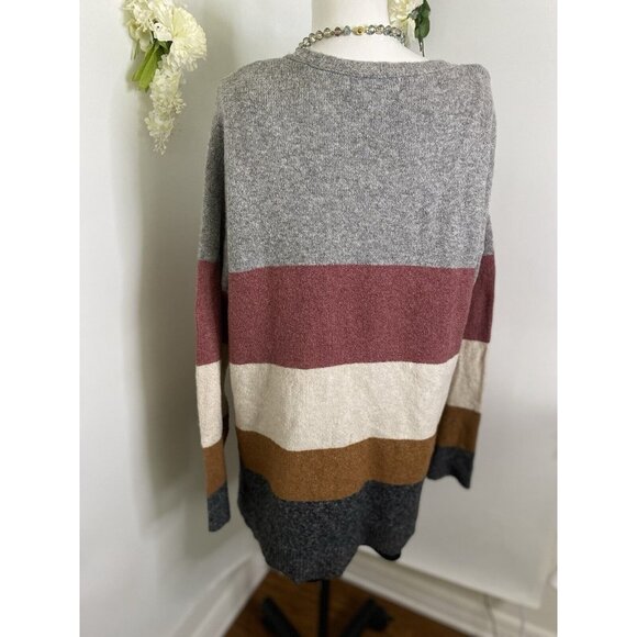 Pinque Womens Cardigan Sweater Long Sleeve Open Front Striped Pockets Size Small - Picture 16 of 16